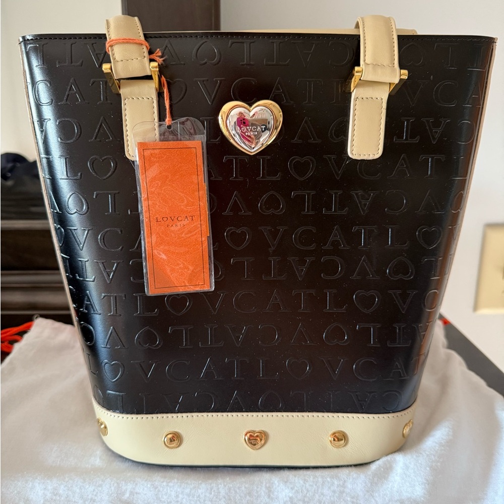 Lovcat Paris Black and Cream Tote Bag